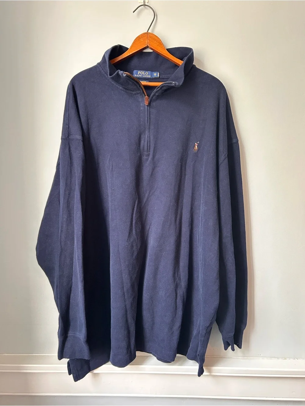 Polo Ralph Lauren Estate Rib‎ Quarter Zip Pullover Sweater 3XB Mens Navy